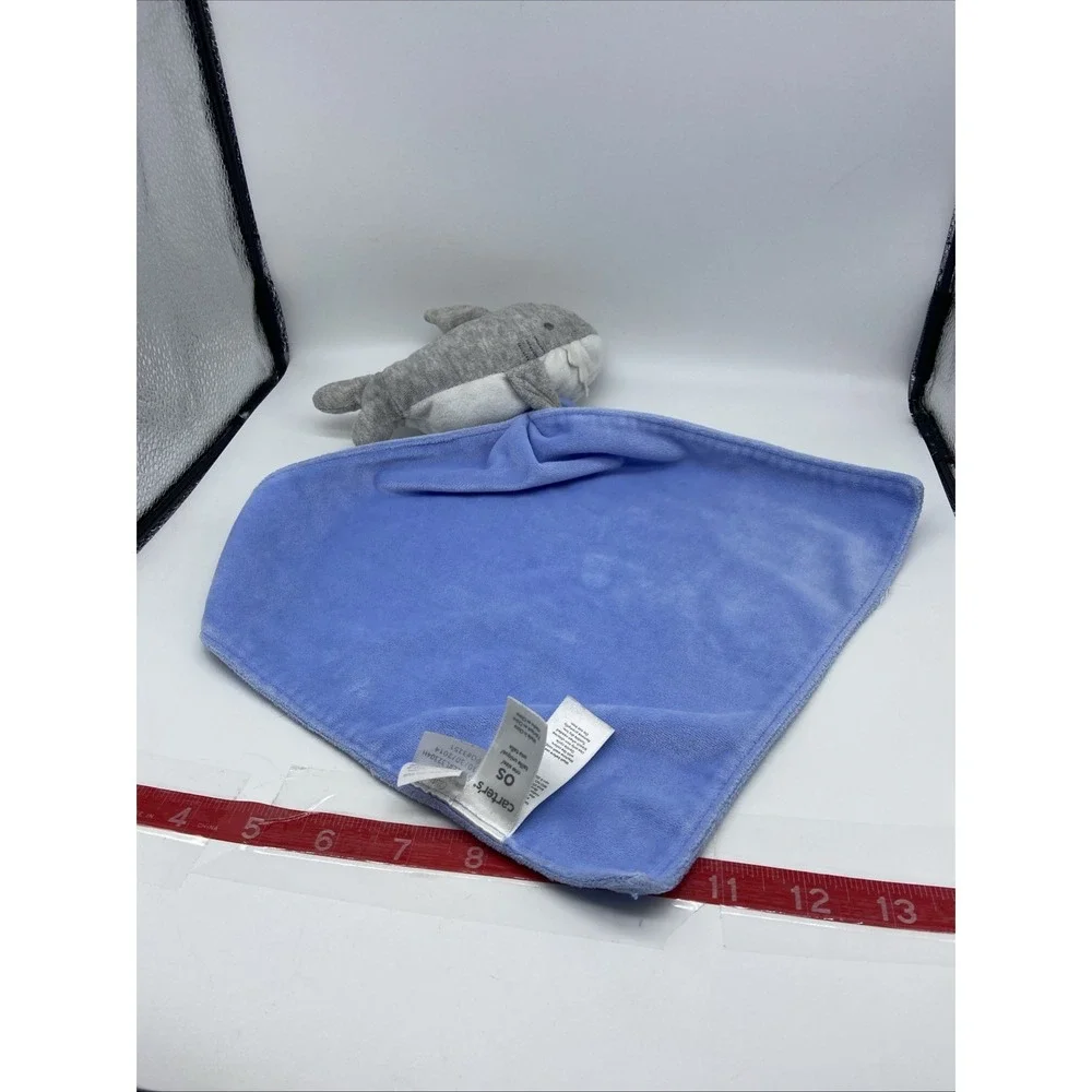Carters Baby Shark Security Blanket Blue Grey Plush Lovey L32304H 2014 OS